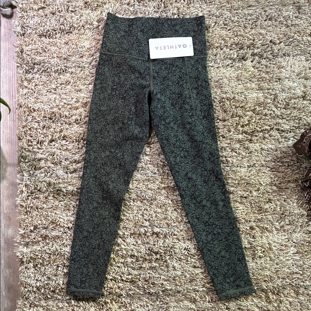Athleta Dark Green Patterned Leggings